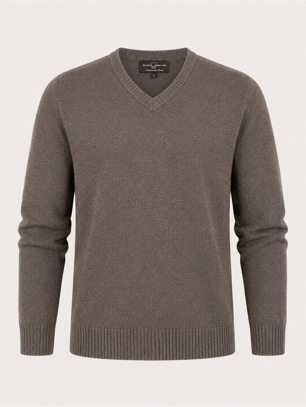 Black Brown 1826 Lambswool Blend V-Neck Sweater Brown Large Classic Casual Fall